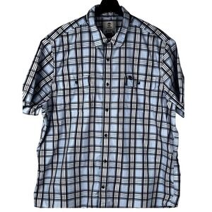 Timberland Men's Button‎ Shirt Sz XL Blue Plaid Short Sleeve Lightweight Reg Fit